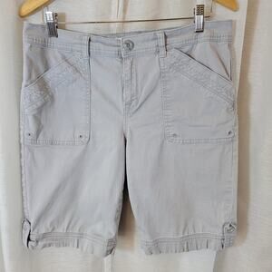 Gloria Vanderbilt Sierra Shorts Sz 8 Gray Utility Cotton Blend Pockets Casual